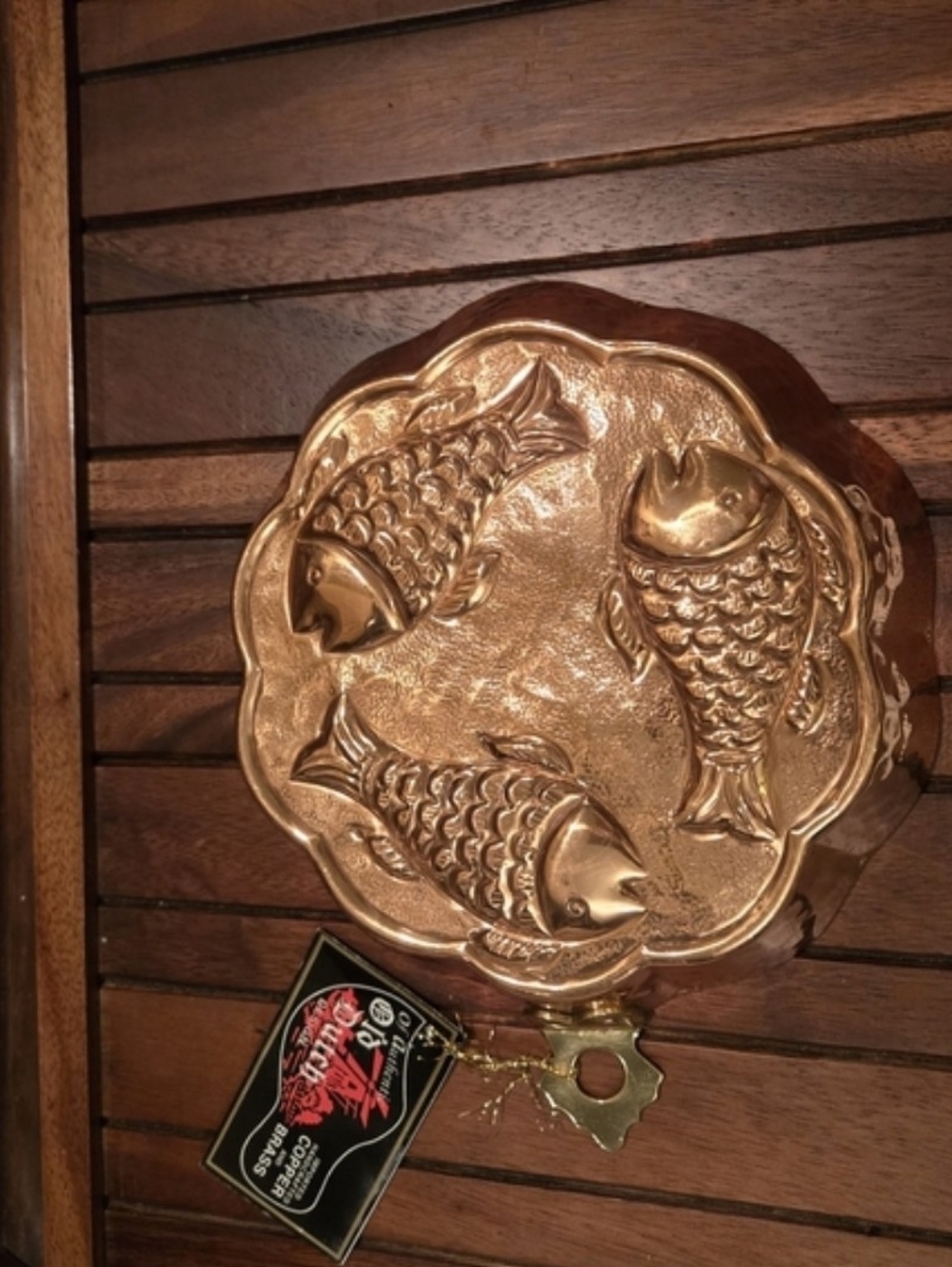 NFS TRADE $35 Vintage Copper Fish Pan Wall Hanging 8" - Picture 2 of 4